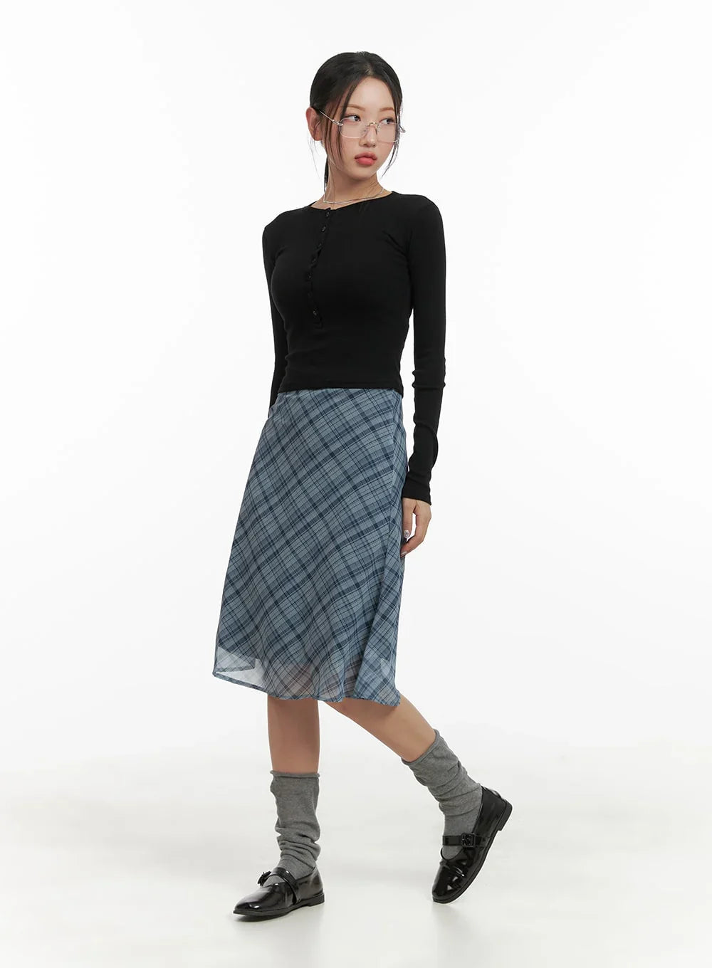 Checkered Midi Skirt