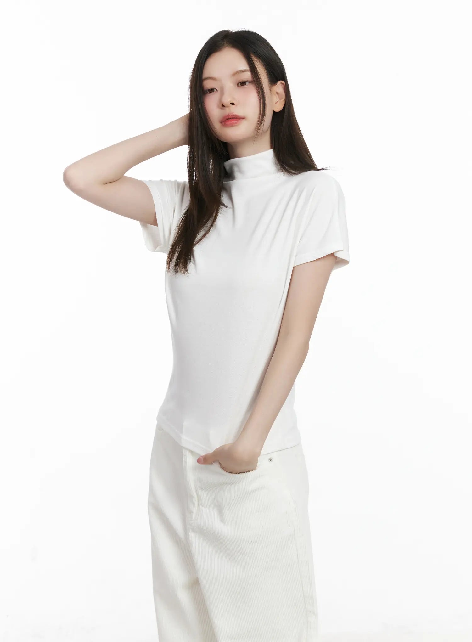 Basic Mock Neck Short Sleeve Top