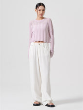 Flat Back Rib Crop Knit Light Pink