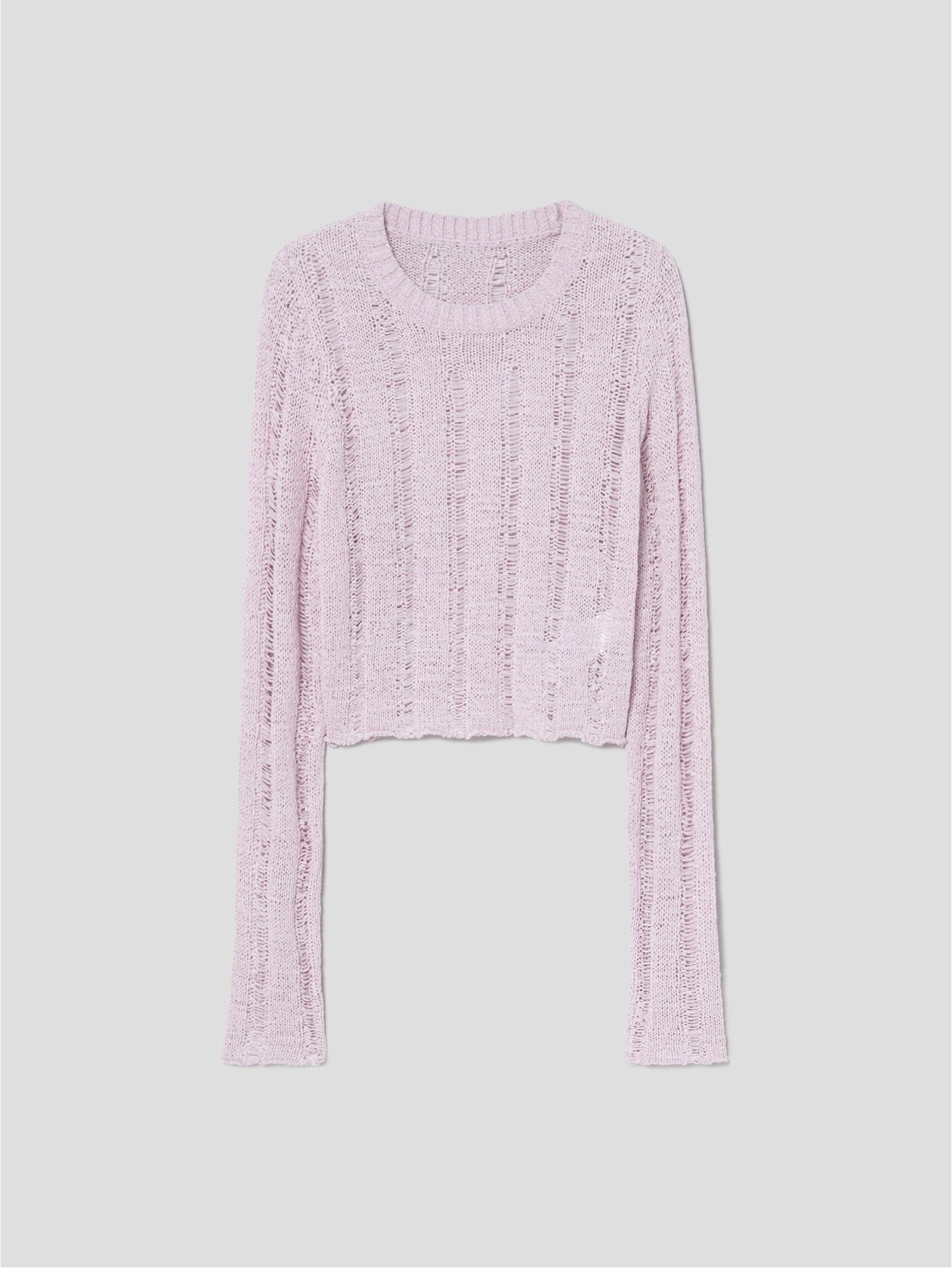 Flat Back Rib Crop Knit Light Pink