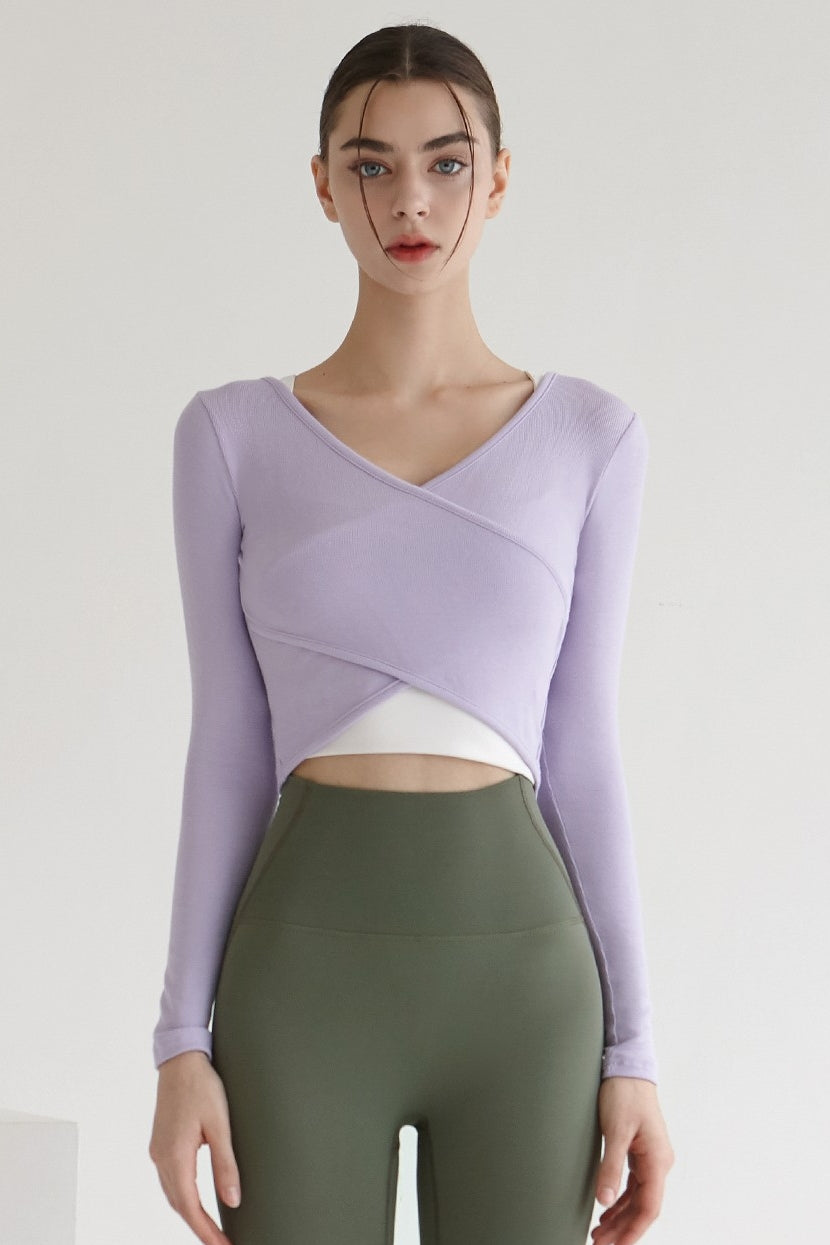 Curve Wrap Crop Tee Shirt Lavender