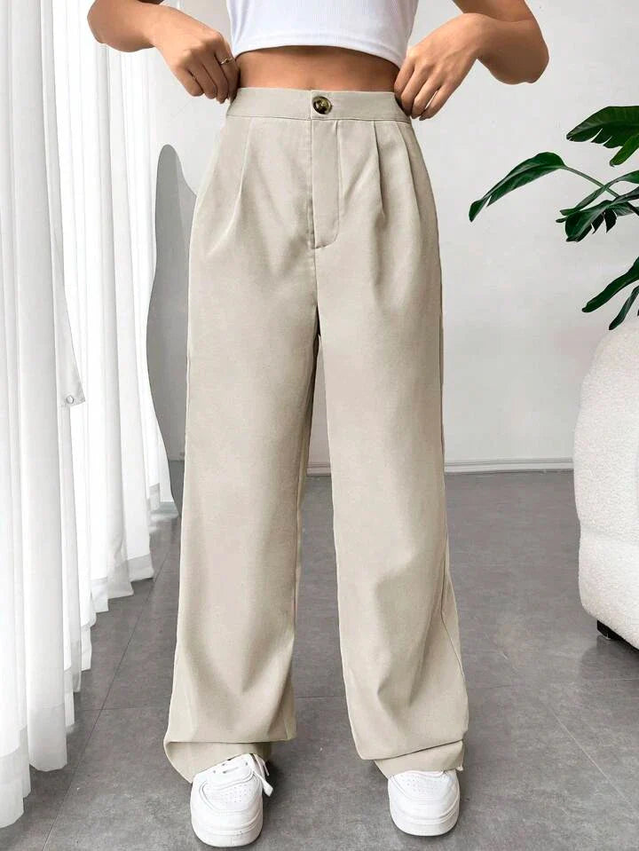 Elevated Waist Fold Pleat Pants