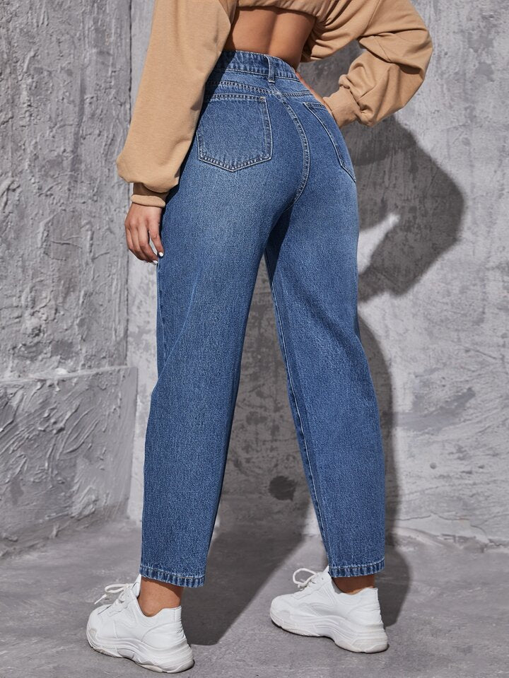 High Waist Straight Leg Jeans