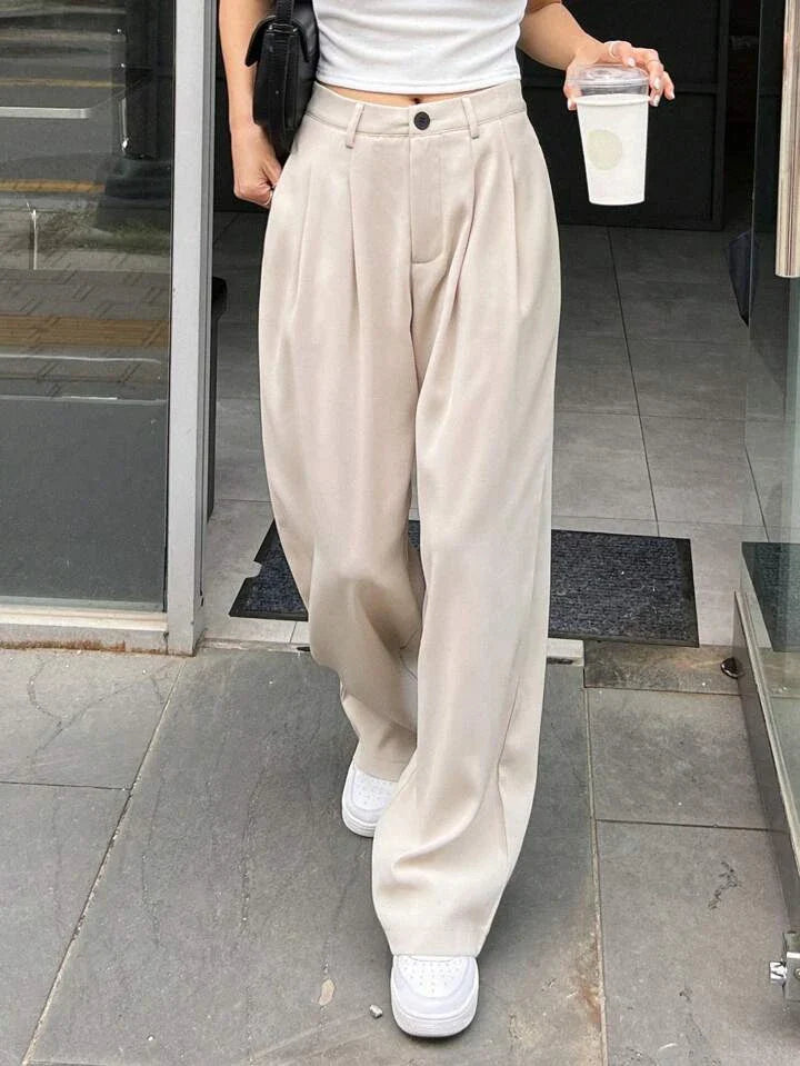 High Waist Plicated Detail Pants