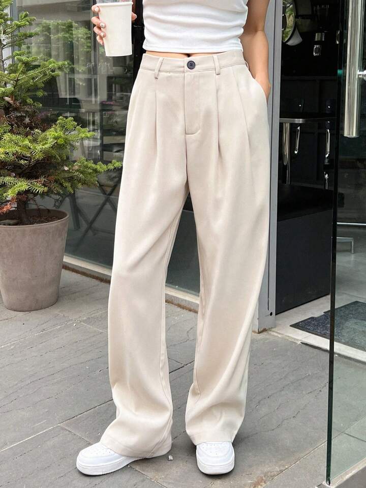 High Waist Plicated Detail Pants