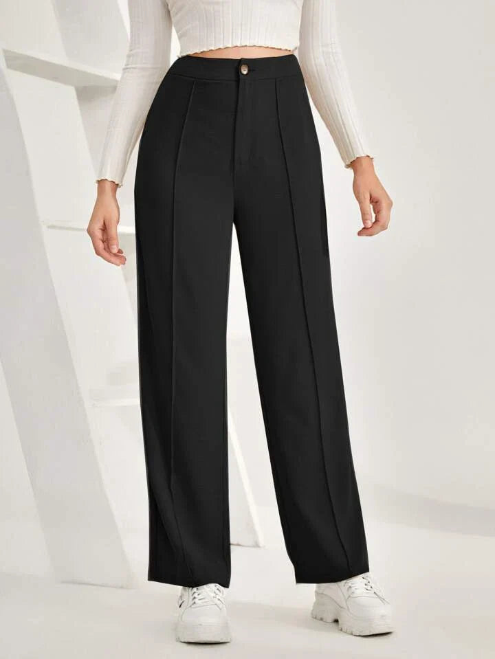 Parisian Chic Straight Leg High-Rise Trousers