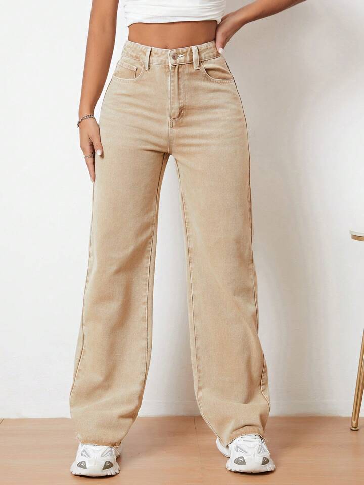 High Waist Straight Leg Jeans