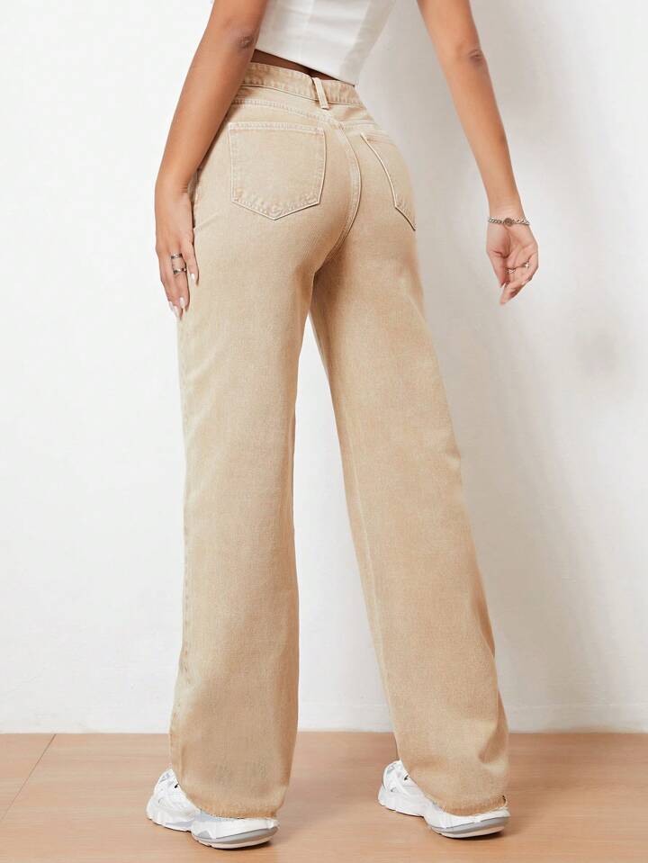 High Waist Straight Leg Jeans